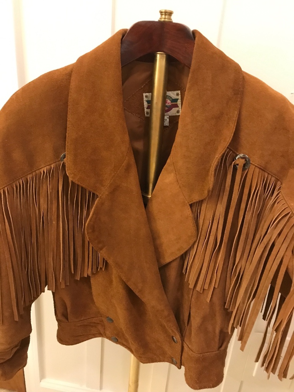FESTIVAL 🔥VINTAGE WESTERN BOHO LONG FRINGE CONCHO SUEDE STATEMENT JACKET - Picture 4 of 16